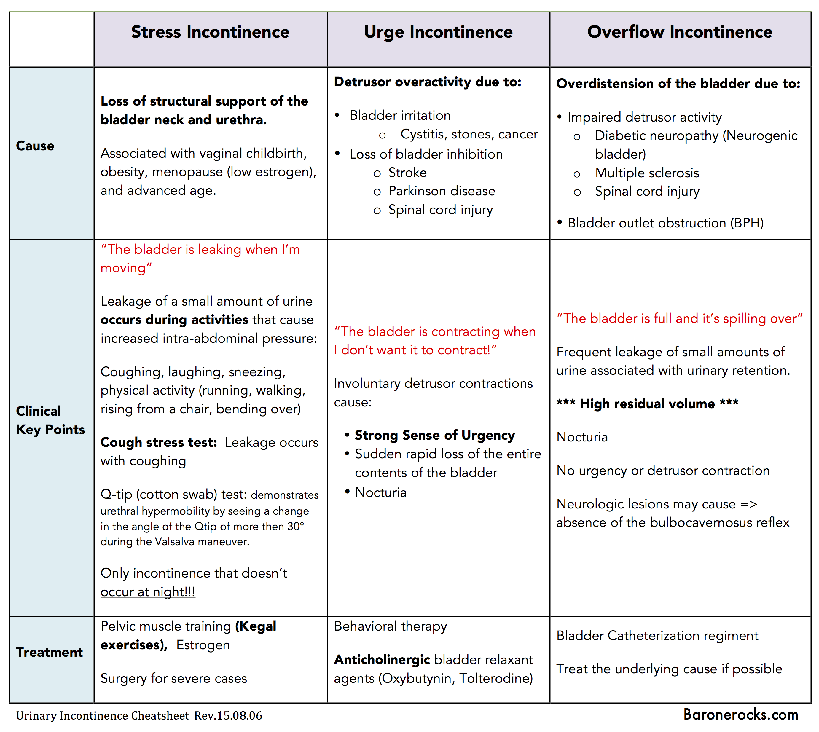 Incontinence Chart